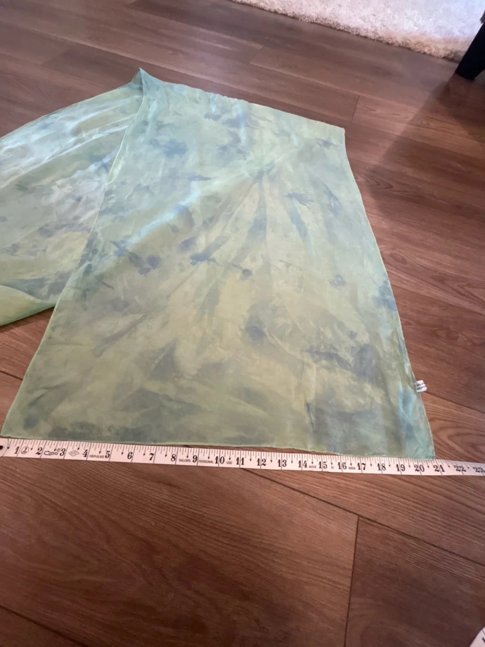 Pure Silk Scarf Shawl Wrap 70x21 Hand Dyed Watercolor Green Blue
